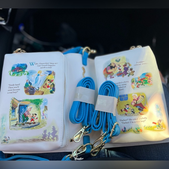 New Loungefly Pinocchio Storybook Convertible Backpack & Crossbody Bag - Picture 10 of 15
